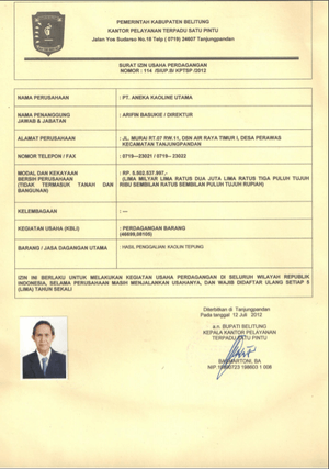 Business License (Surat Izin Usaha Perdagangan/SIUP)